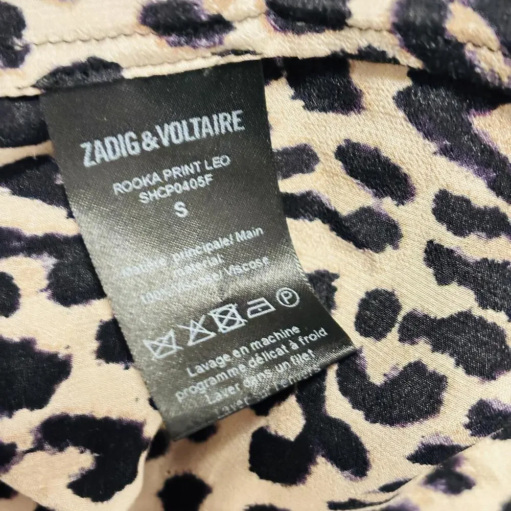 Zadig & Voltaire Dress Womens Size Small Leopard Rooka Print Leo Tiered Ruffle